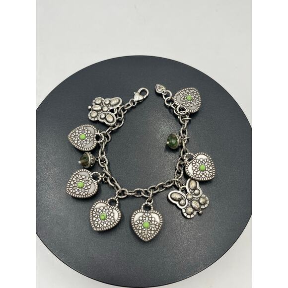 Brighton Green Orange Butterfly and Heart Charm Bracelet Jewelry 8” Butterflight - Picture 7 of 7